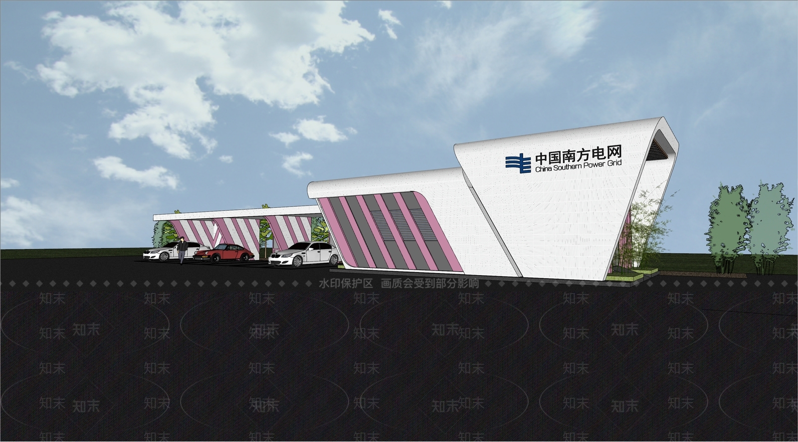 现代停车场SU模型下载【ID:1156961409】