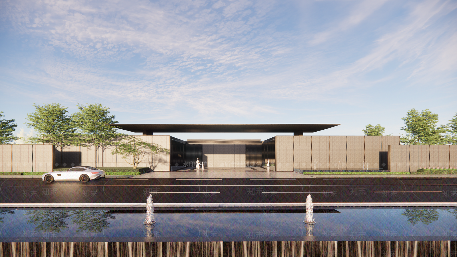 现代风格小区大门SU模型下载【ID:1156964530】