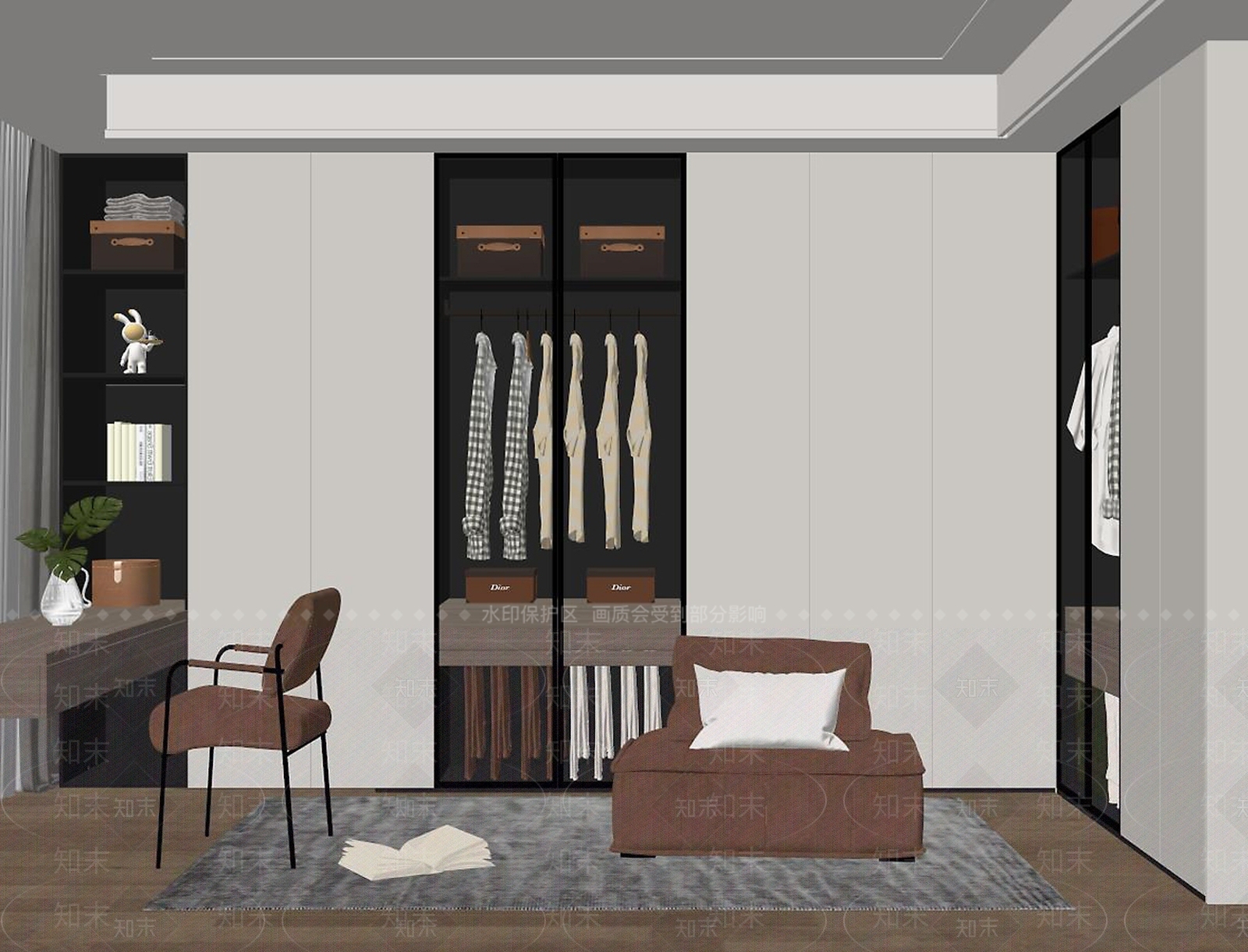 现代家居衣帽间SU模型下载【ID:1156964285】