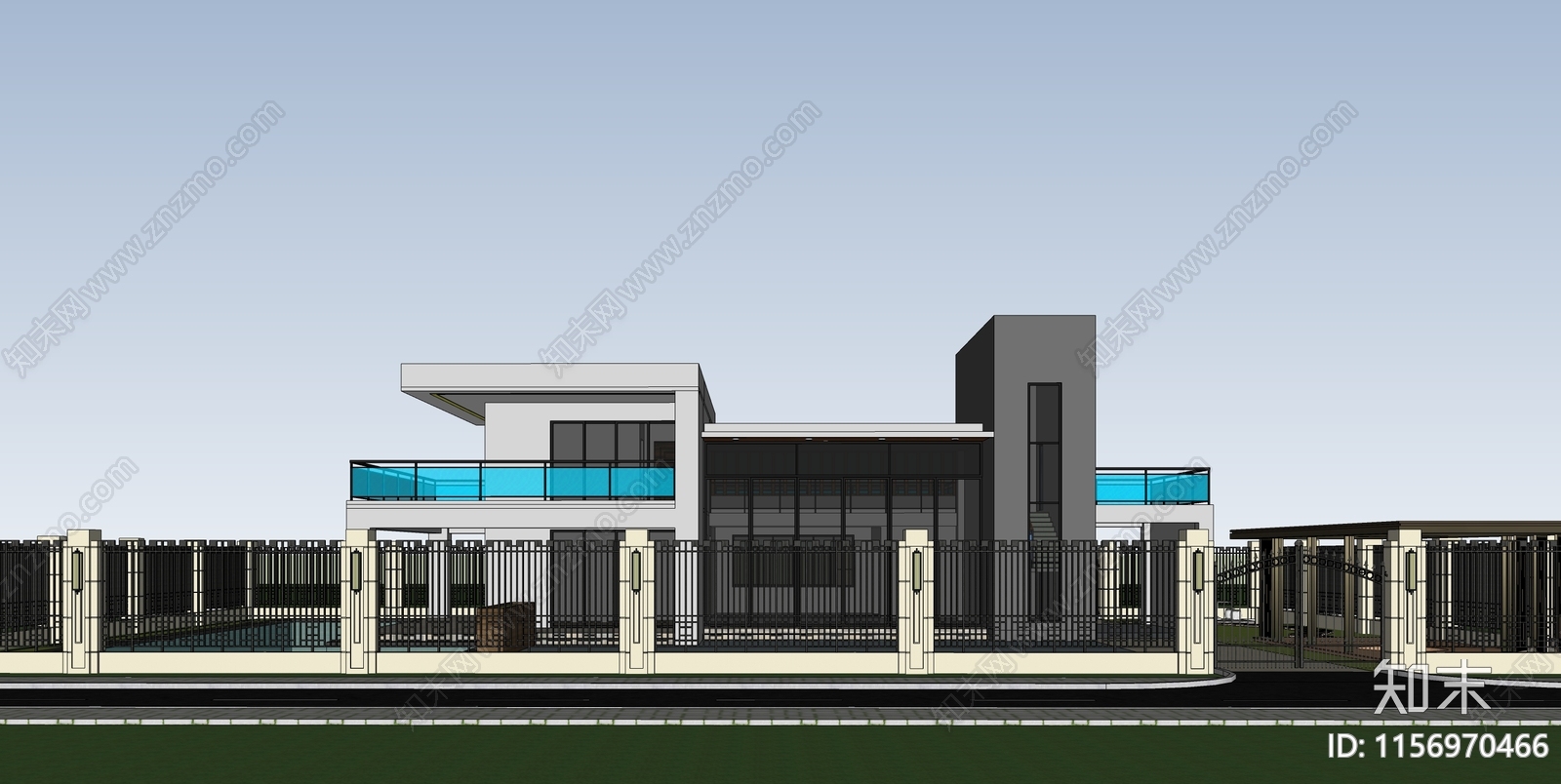 现代别墅自建房SU模型下载【ID:1156970466】