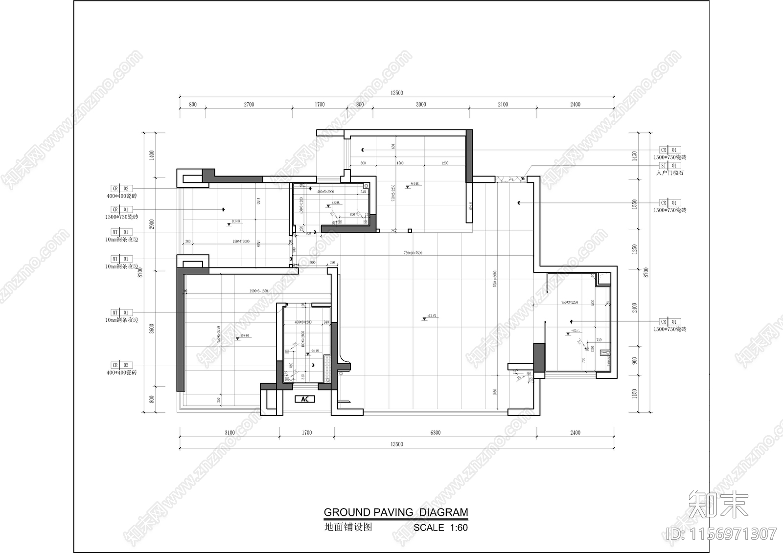 某家装平立面详图cad施工图下载【ID:1156971307】