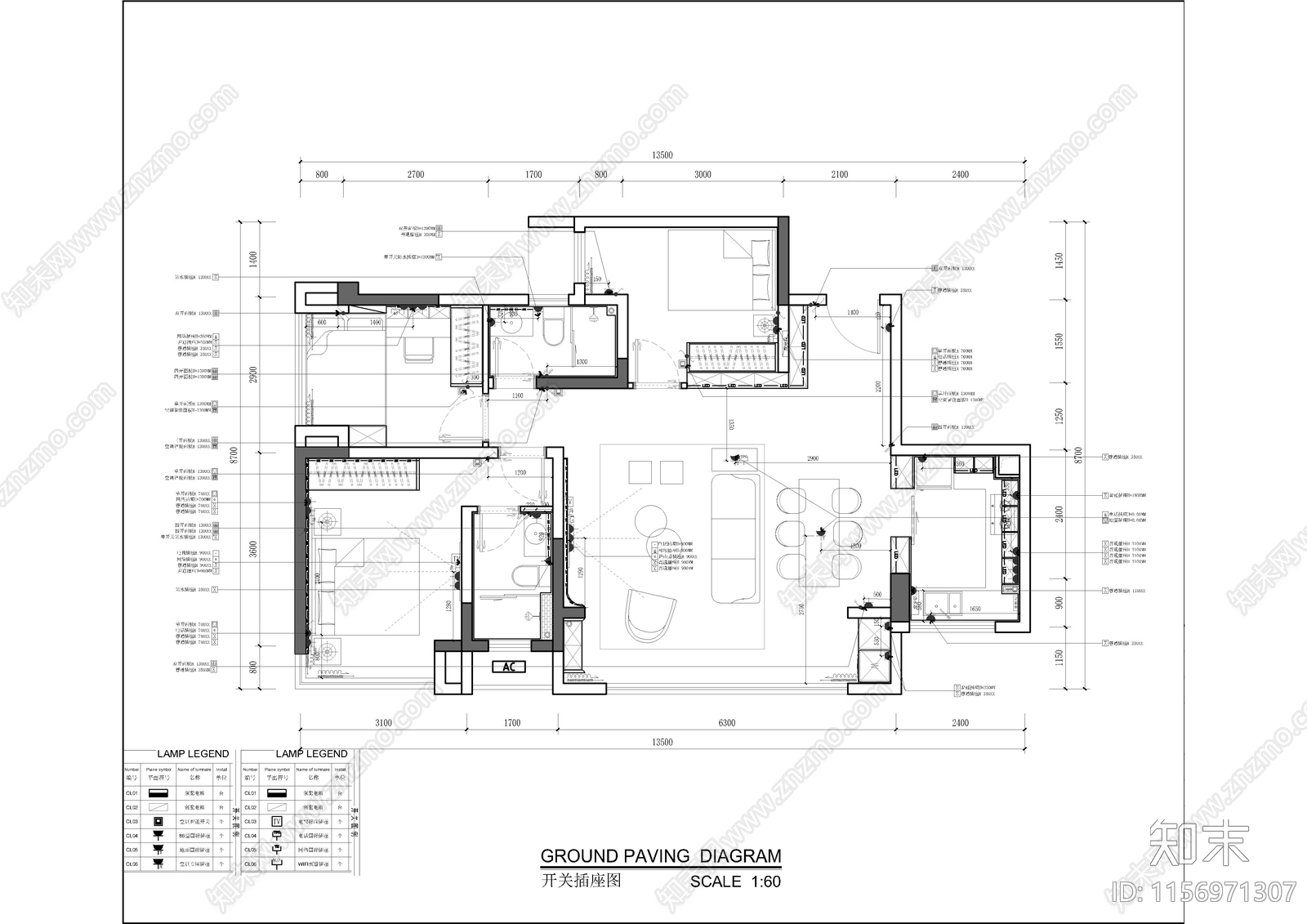 某家装平立面详图cad施工图下载【ID:1156971307】