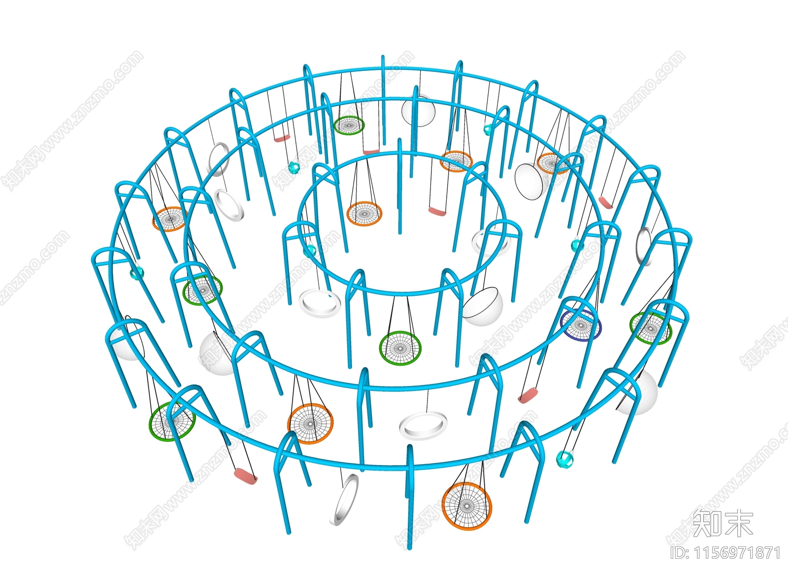 现代圆形秋千SU模型下载【ID:1156971871】