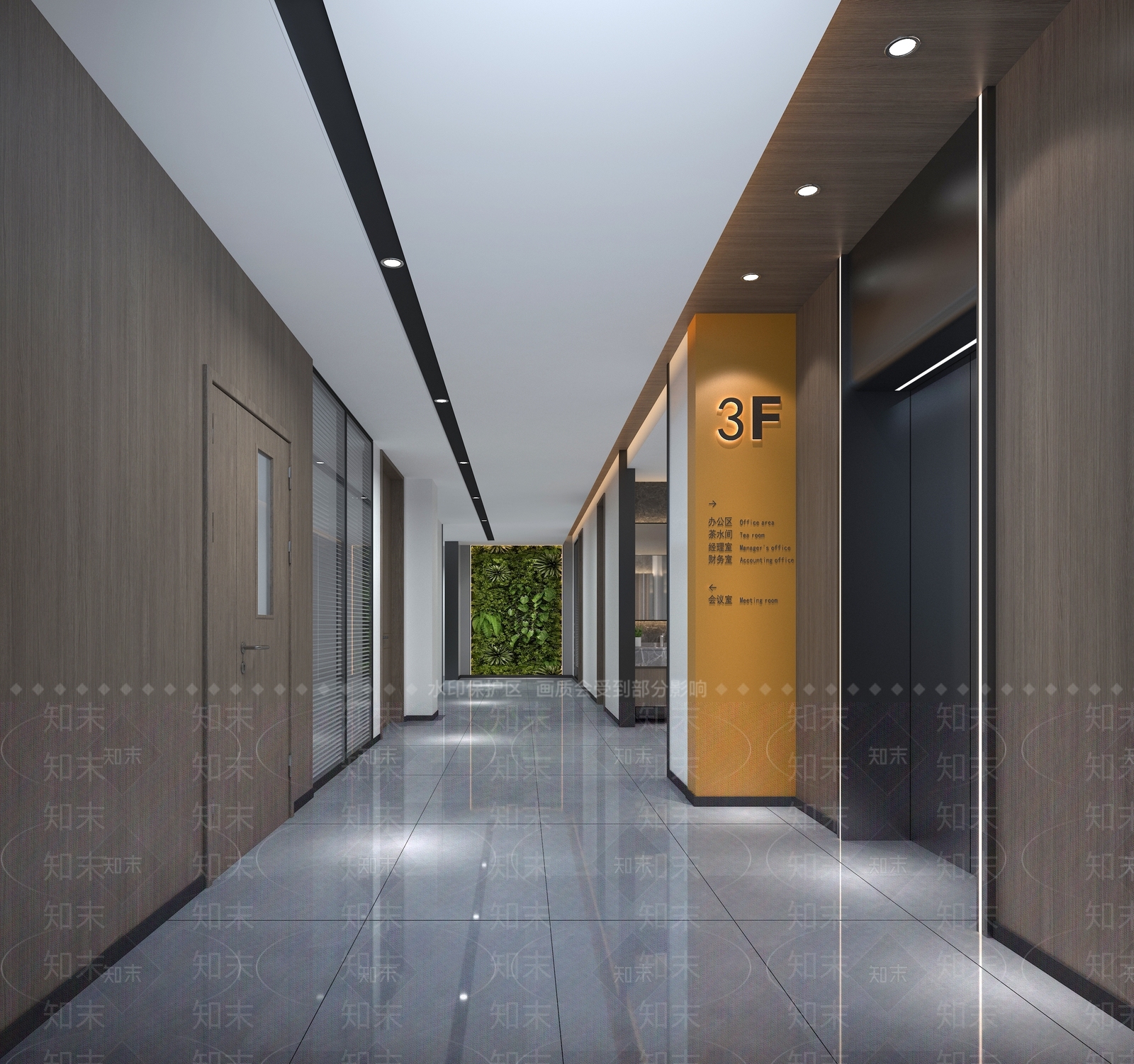 现代办公过道3D模型下载【ID:1156972665】