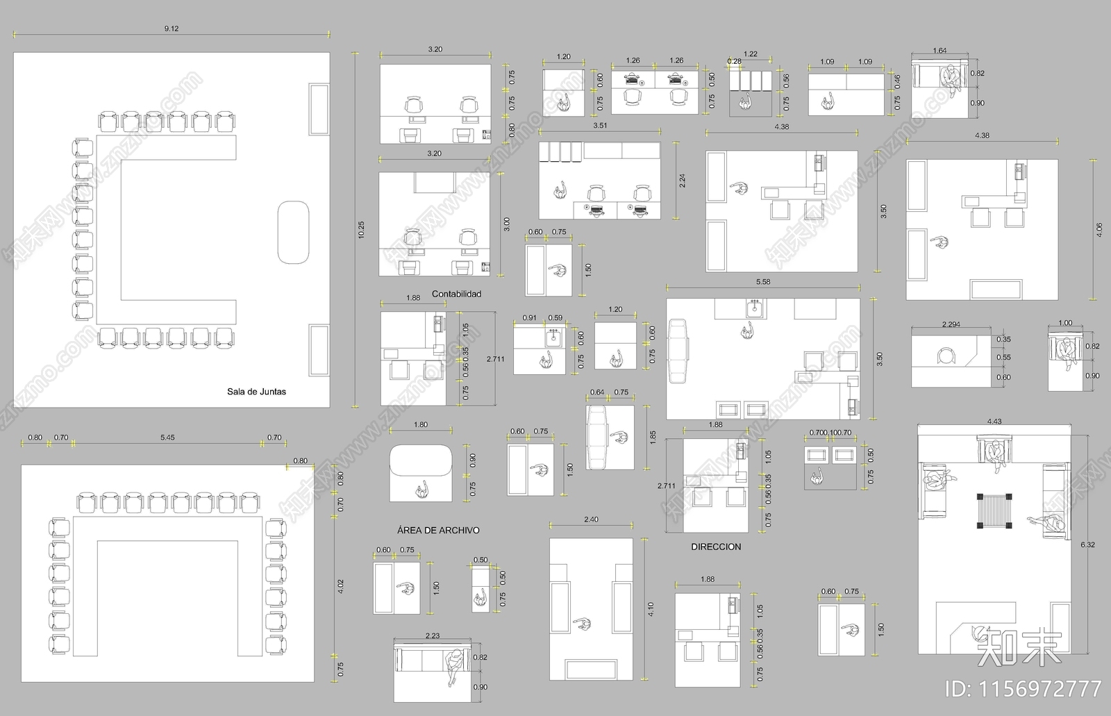办公家具图纸施工图下载【ID:1156972777】