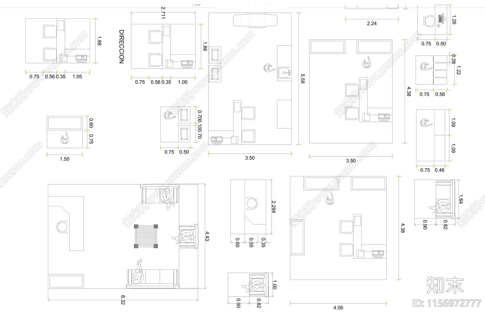 办公家具图纸cad施工图下载【ID:1156972777】