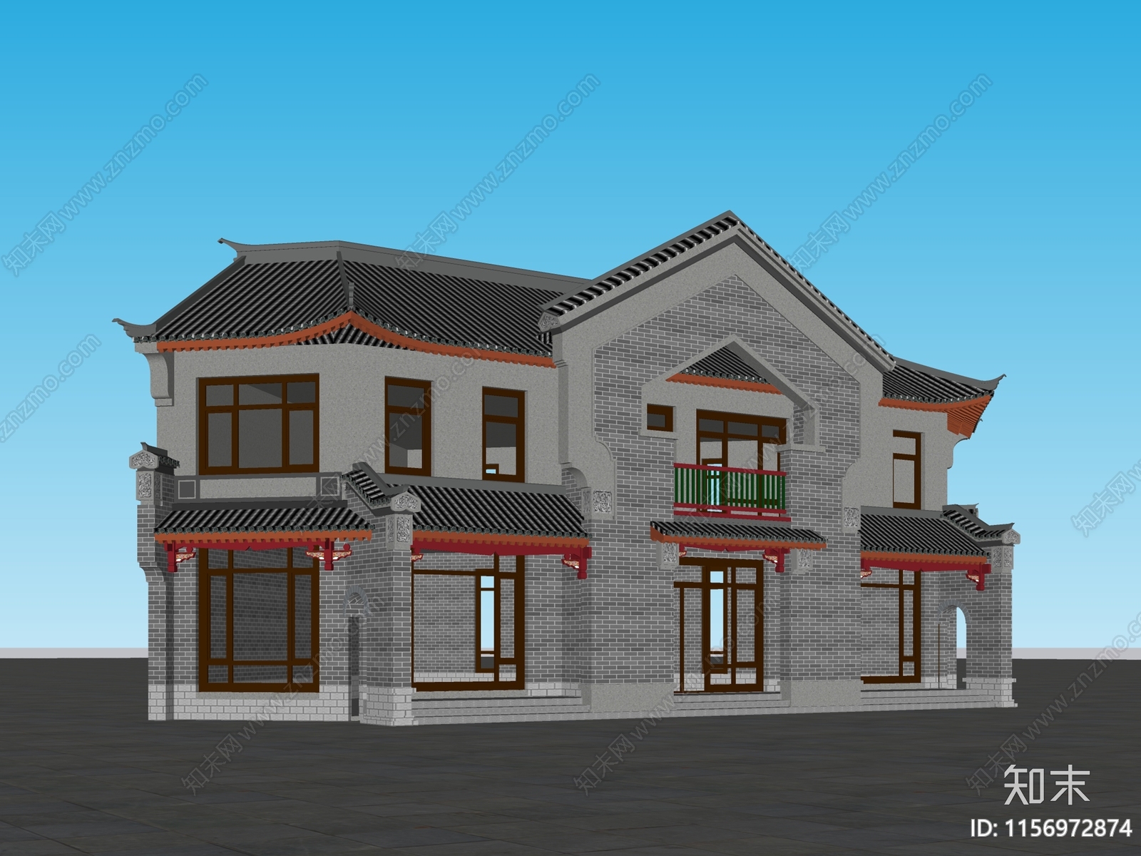 中式建筑SU模型下载【ID:1156972874】