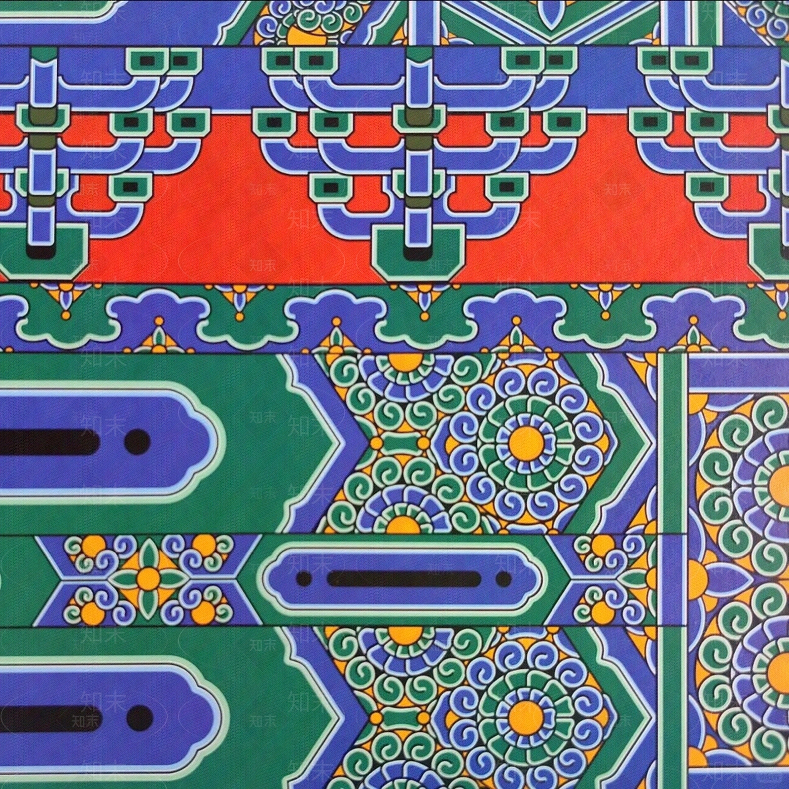 中式古建装饰元素色彩素材贴图下载【ID:1156974296】