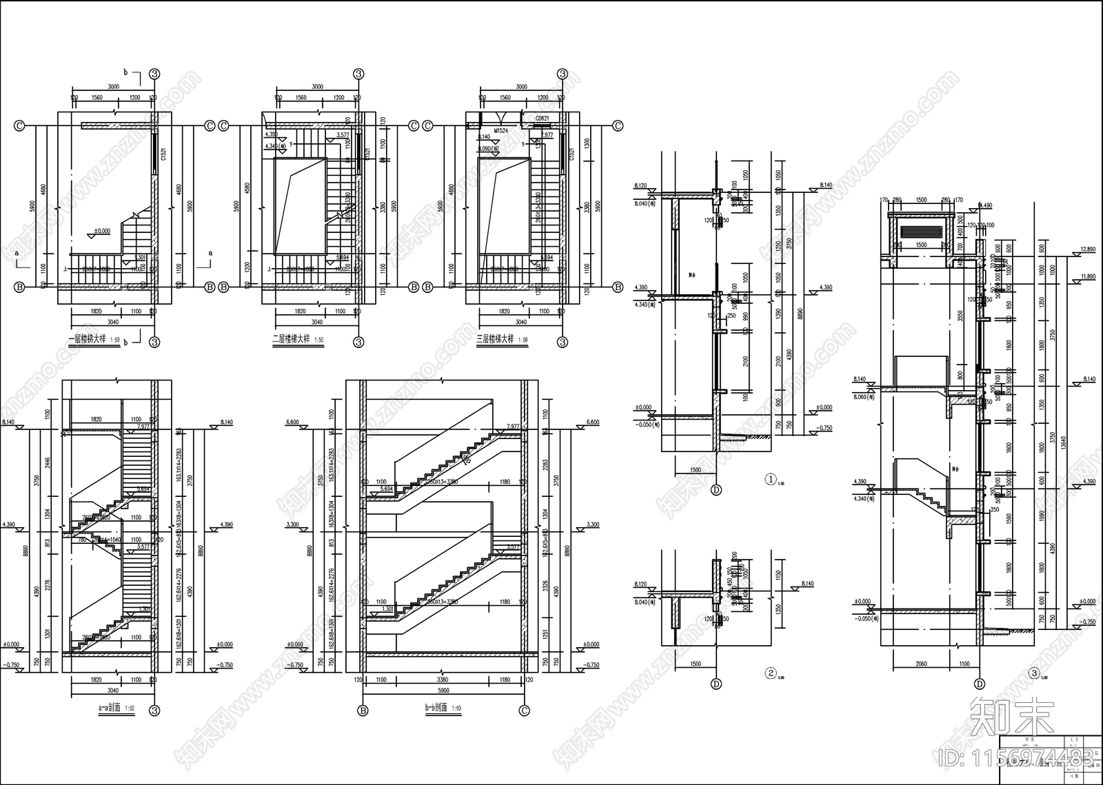 三层自建房cad施工图下载【ID:1156974483】