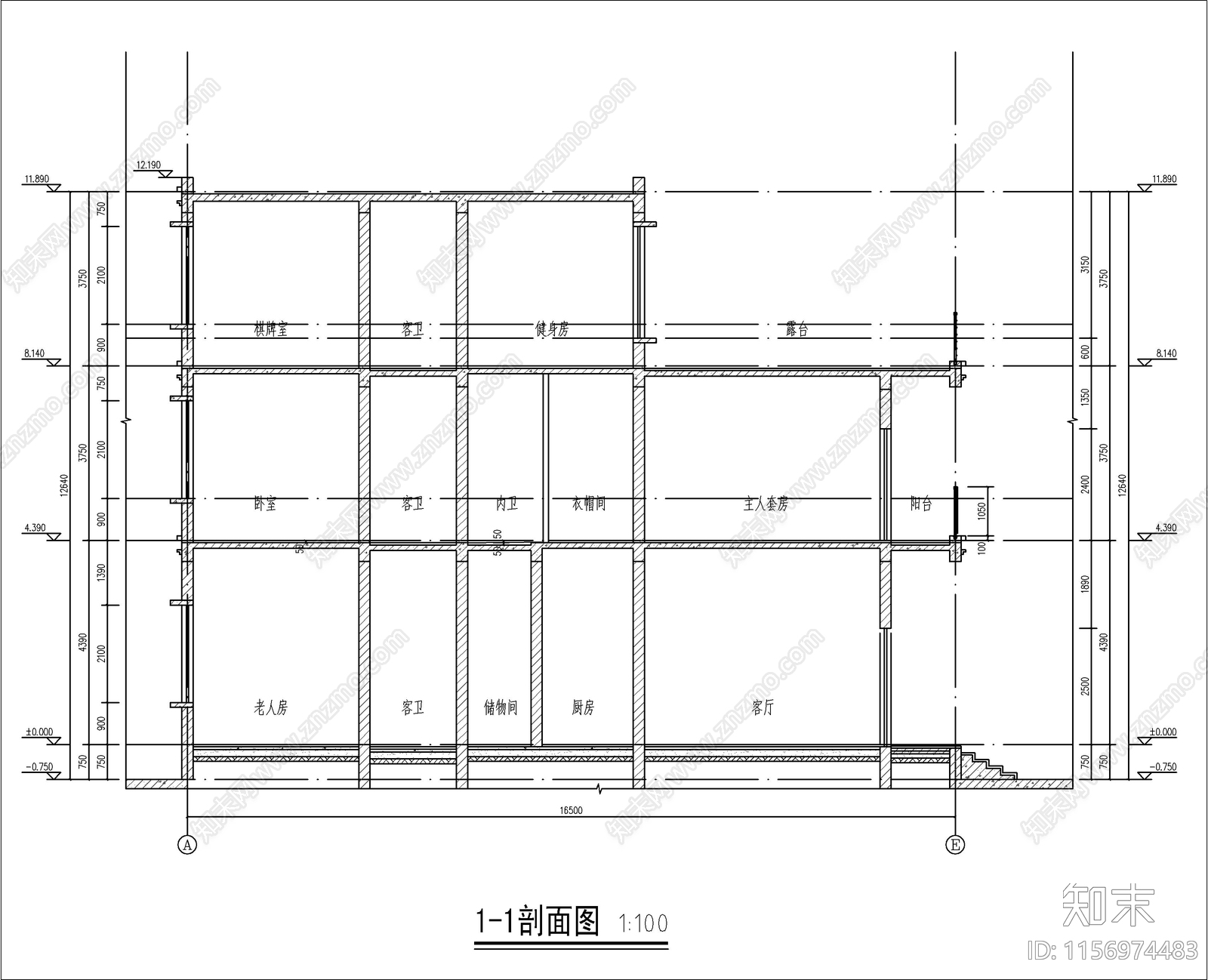 三层自建房cad施工图下载【ID:1156974483】