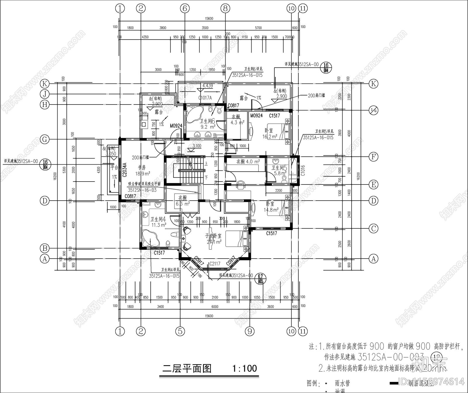 三层欧式自建房cad施工图下载【ID:1156974614】