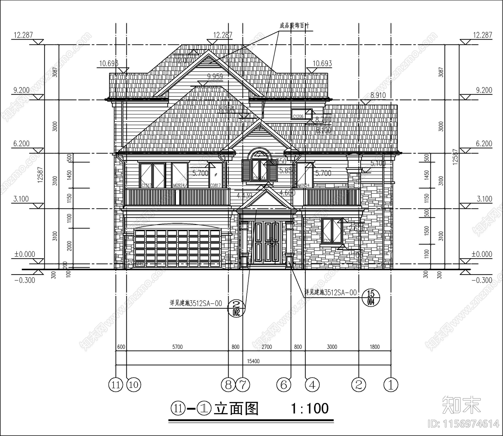三层欧式自建房cad施工图下载【ID:1156974614】