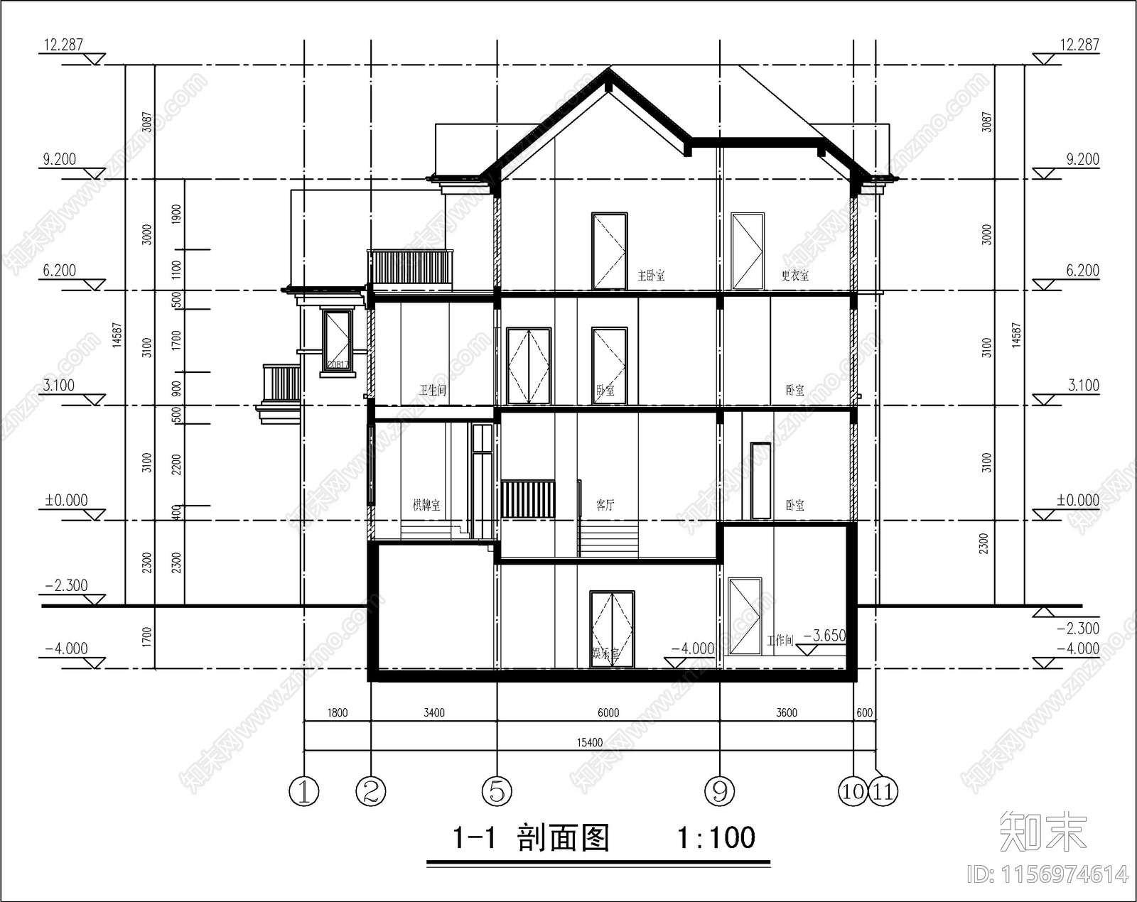 三层欧式自建房cad施工图下载【ID:1156974614】