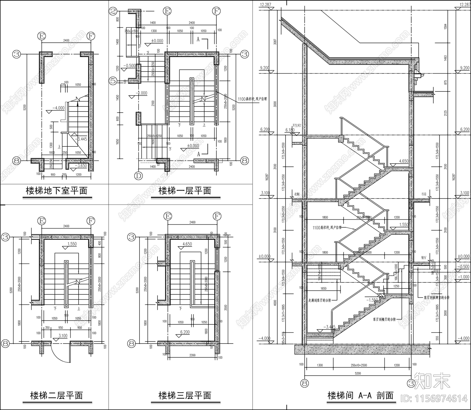 三层欧式自建房cad施工图下载【ID:1156974614】