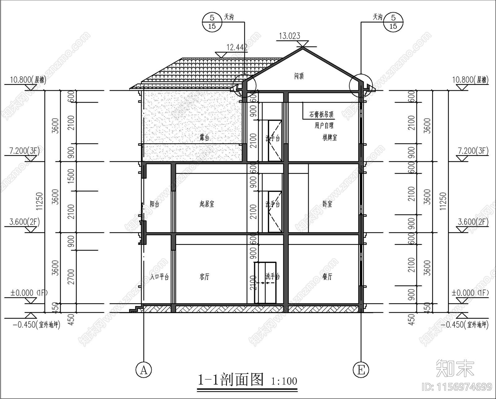 三层自建房cad施工图下载【ID:1156974699】