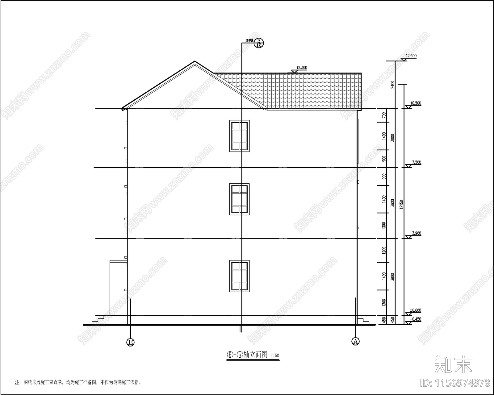 新中式三层自建房cad施工图下载【ID:1156974978】