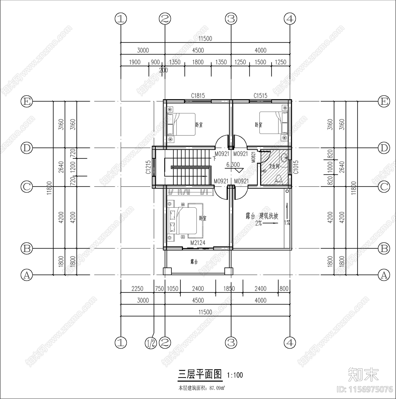三层自建房cad施工图下载【ID:1156975076】