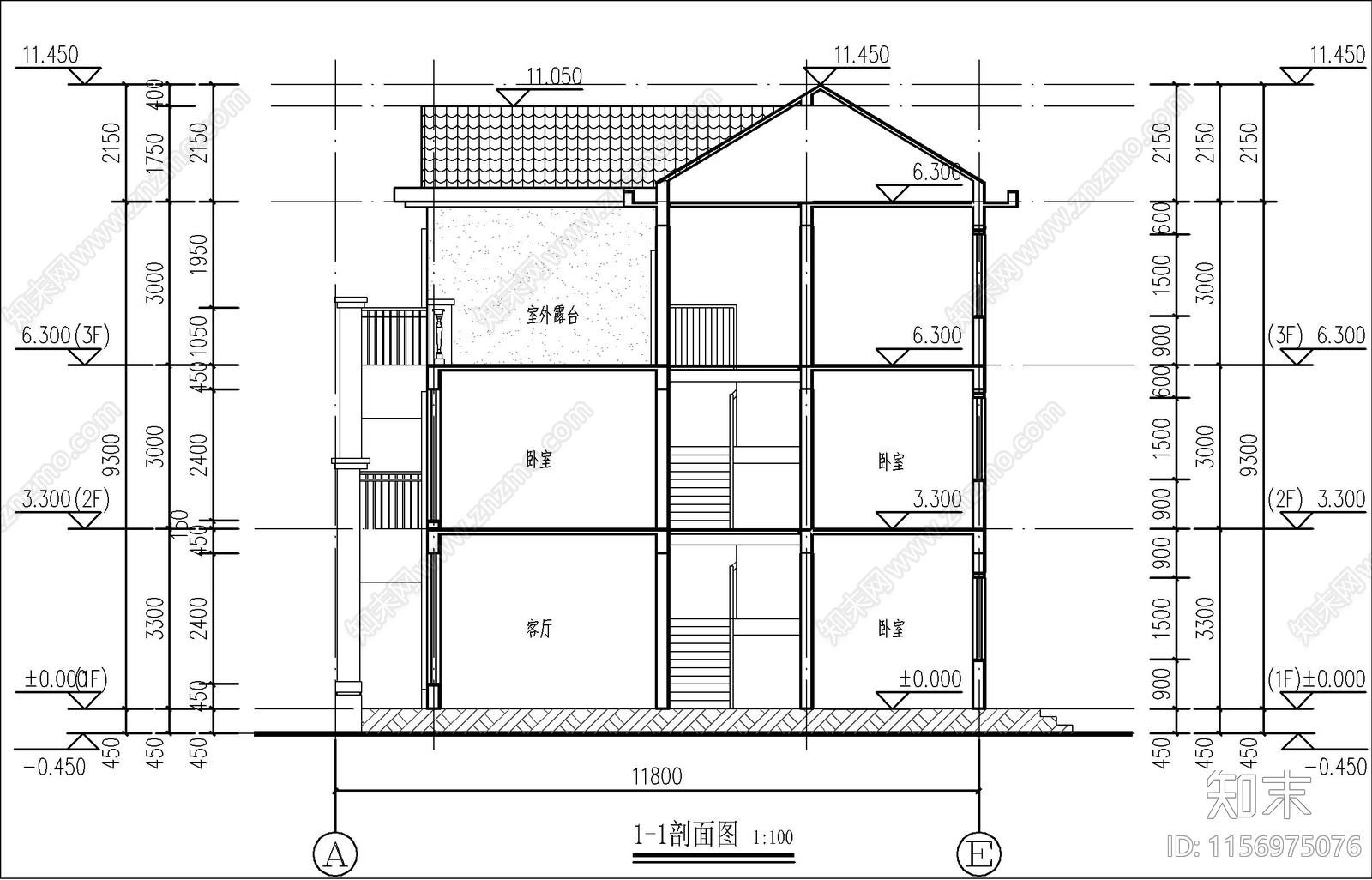 三层自建房cad施工图下载【ID:1156975076】