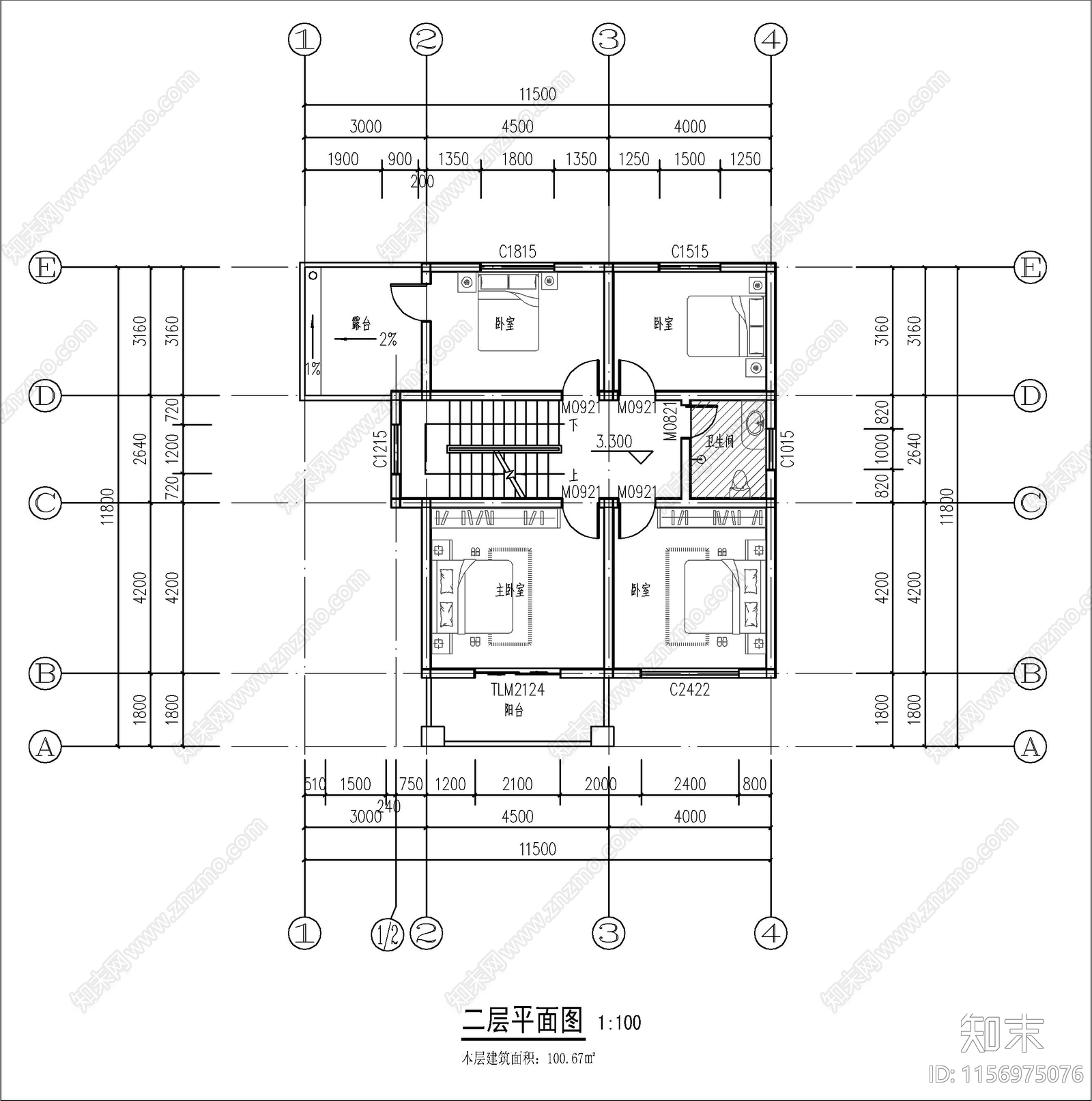 三层自建房cad施工图下载【ID:1156975076】