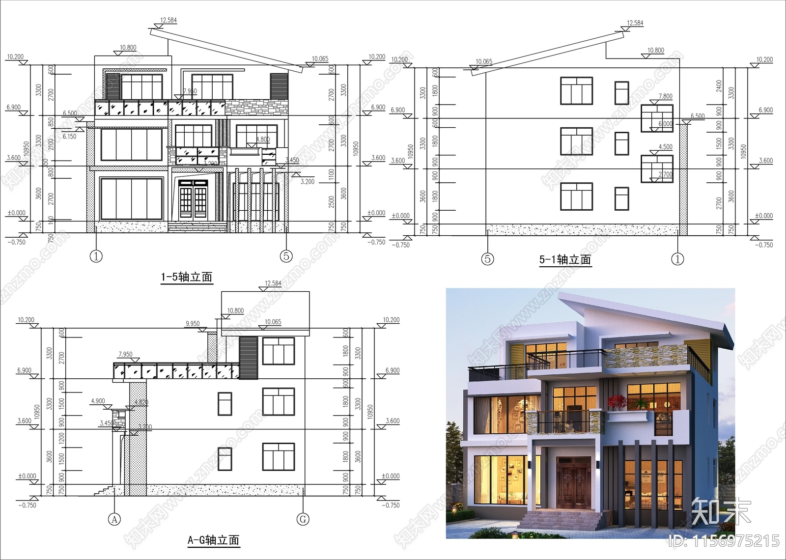 三层自建房cad施工图下载【ID:1156975215】