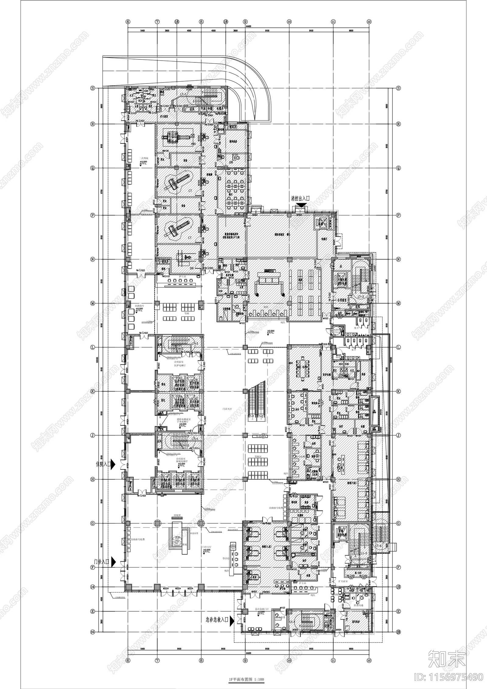 心脏病医院精装cad施工图下载【ID:1156975490】