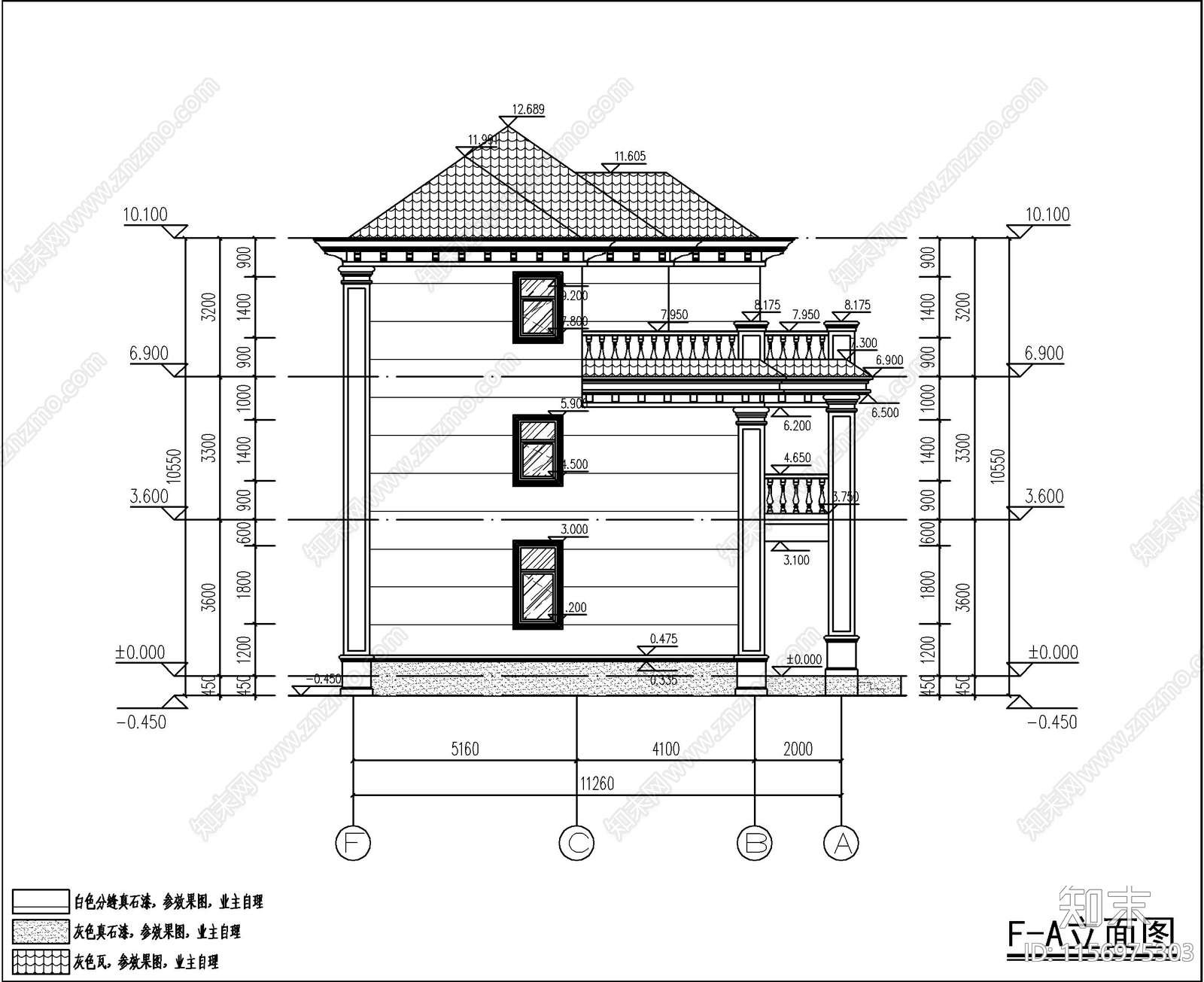 欧式三层自建房cad施工图下载【ID:1156975303】