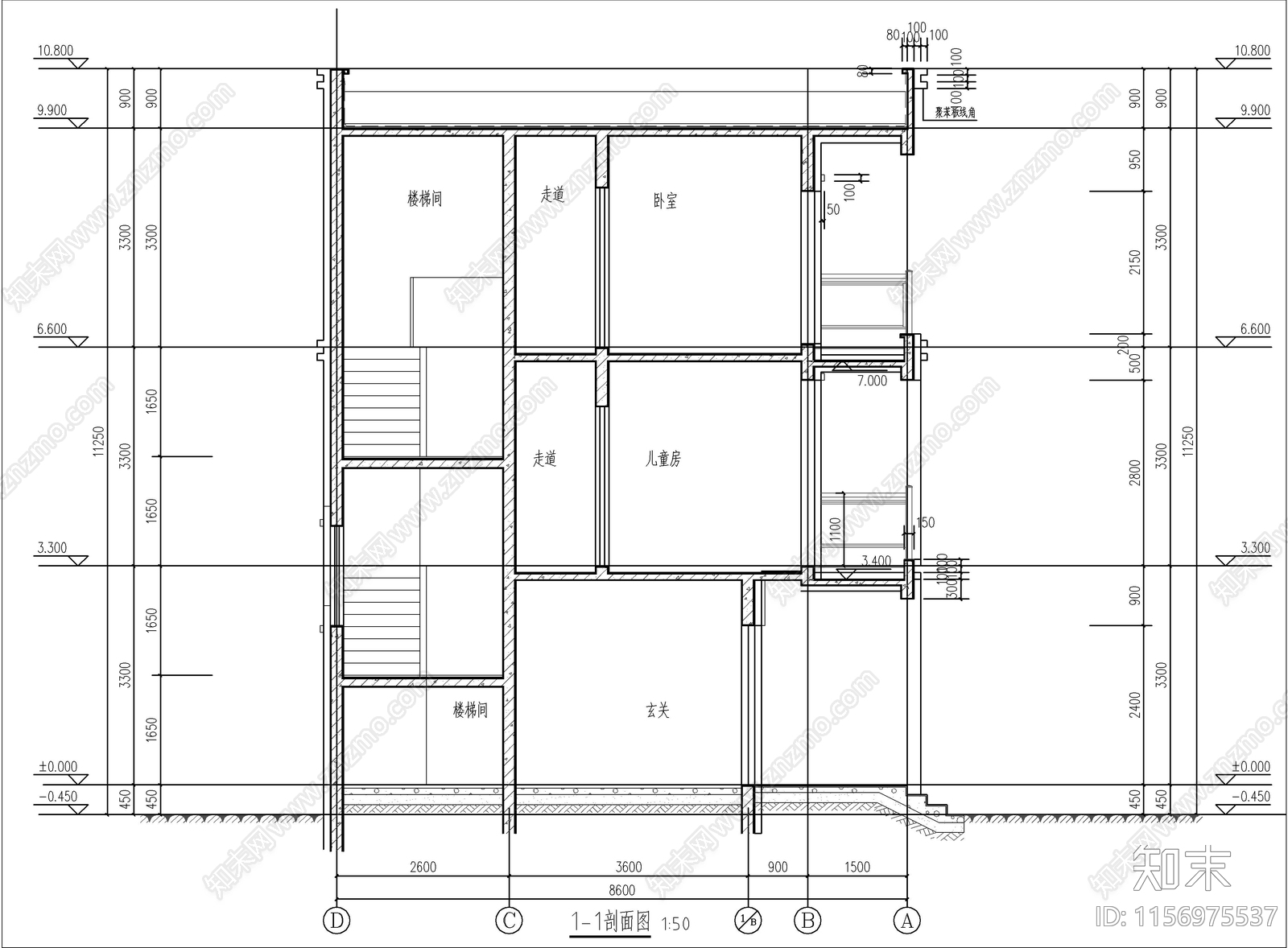 三层自建房cad施工图下载【ID:1156975537】