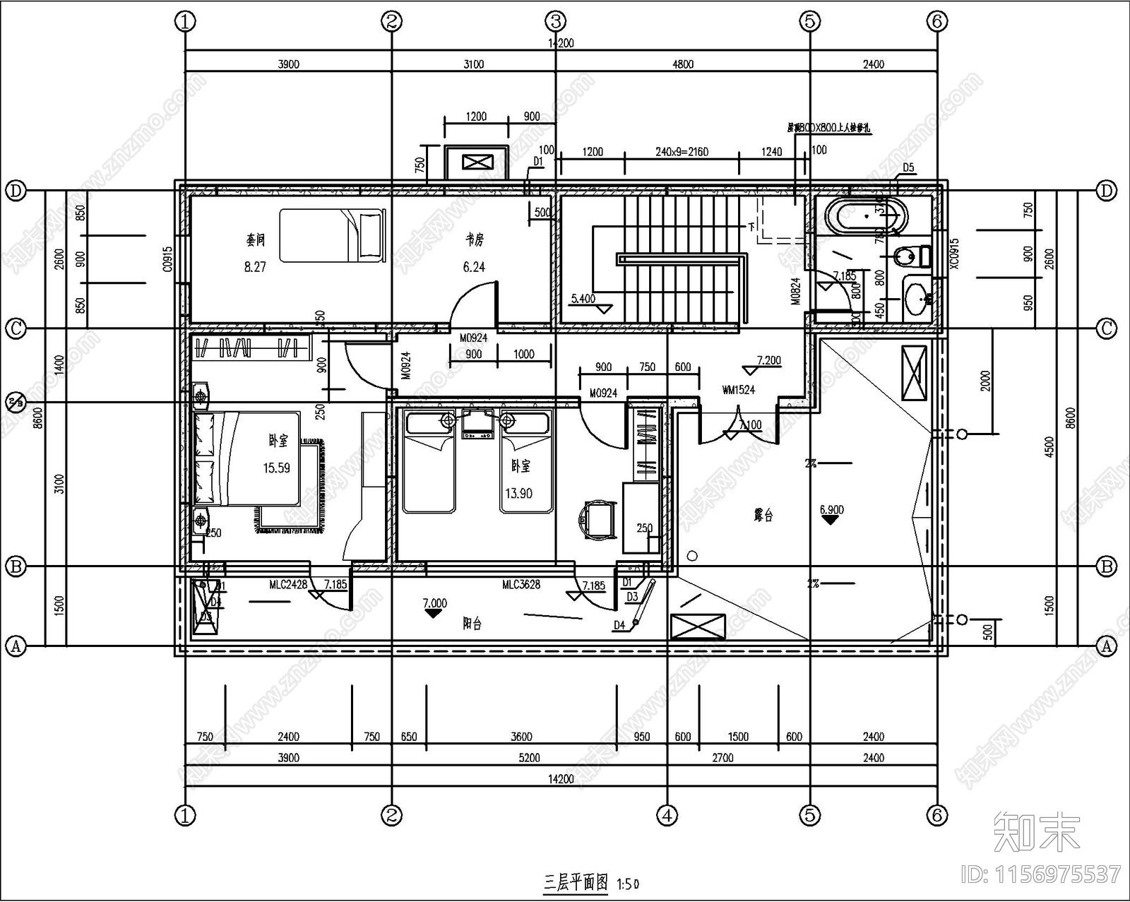 三层自建房cad施工图下载【ID:1156975537】