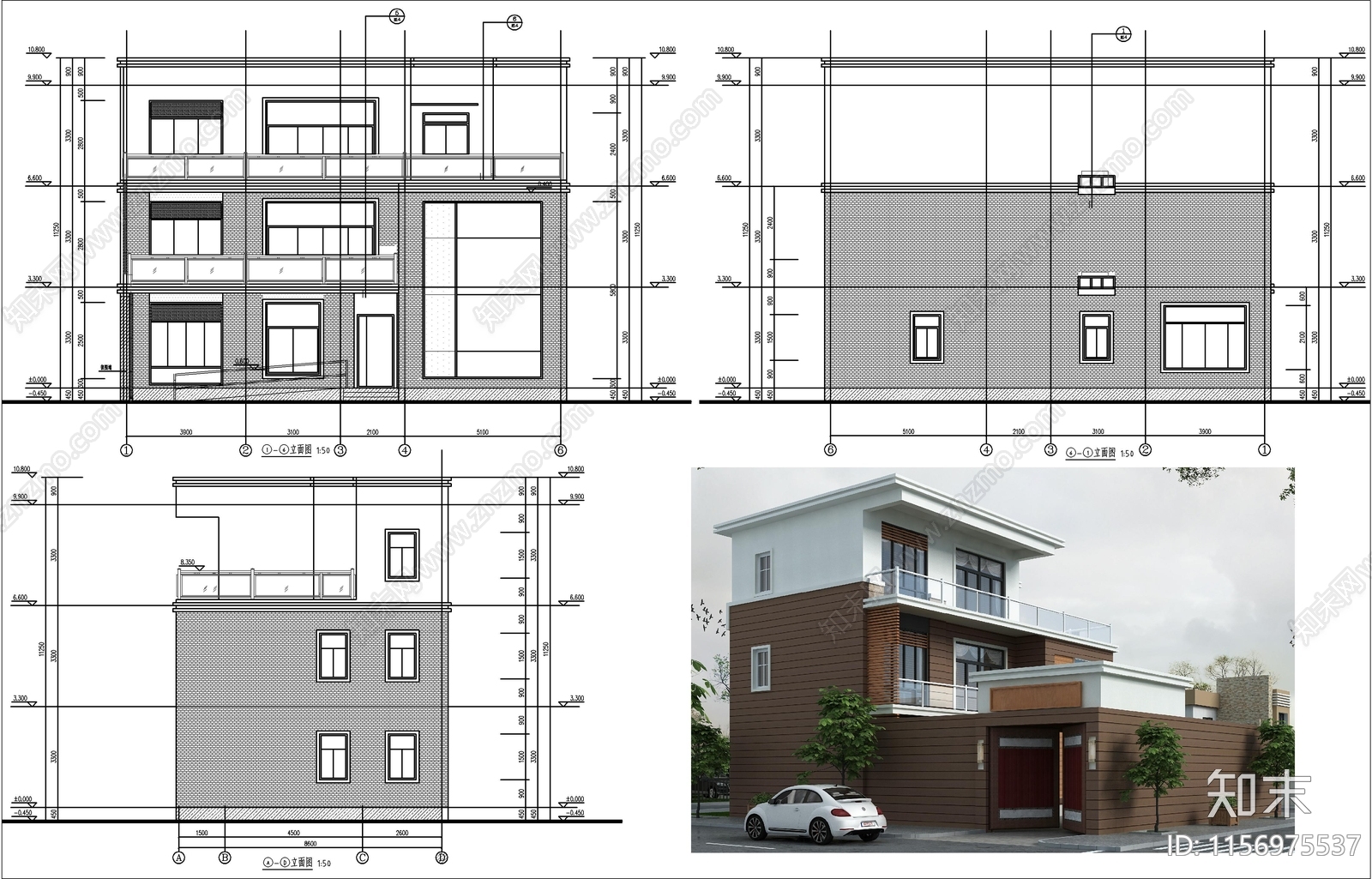 三层自建房cad施工图下载【ID:1156975537】