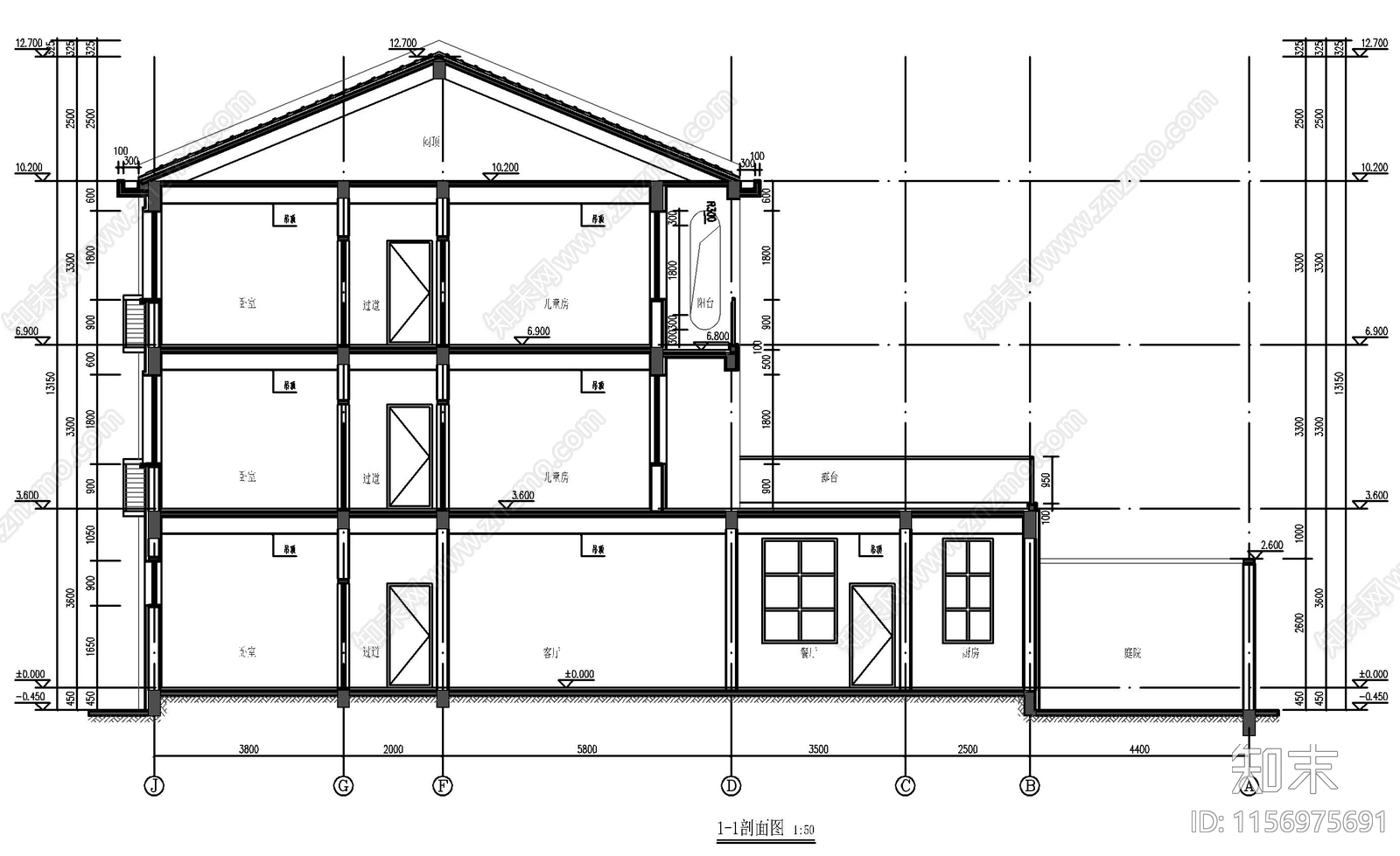 三层自建房cad施工图下载【ID:1156975691】