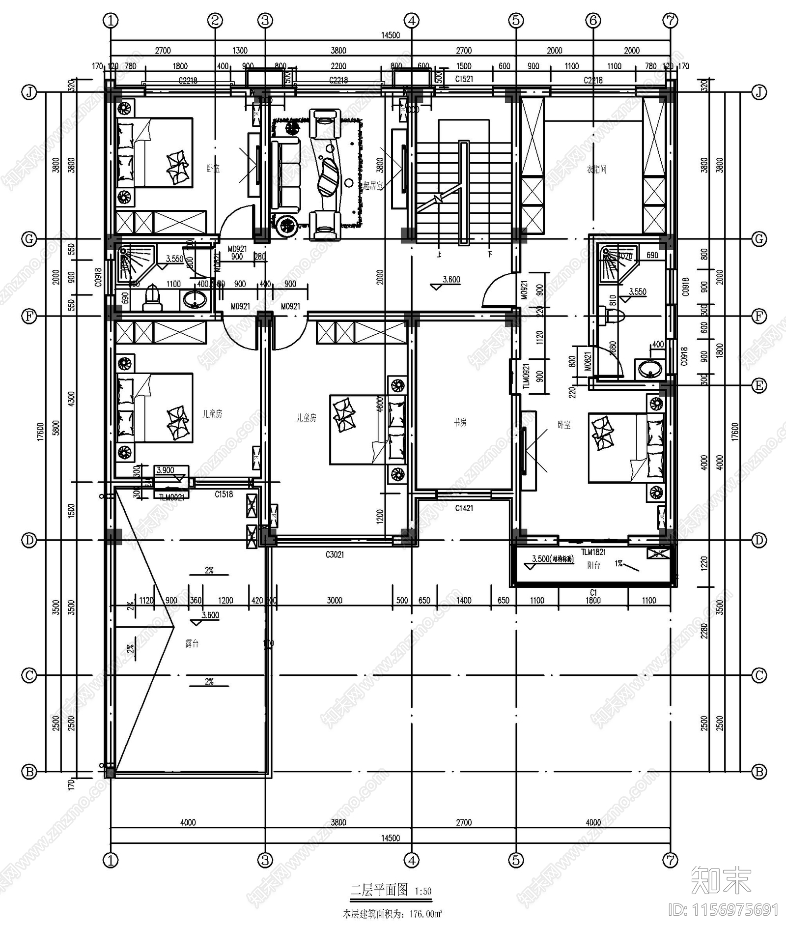 三层自建房cad施工图下载【ID:1156975691】