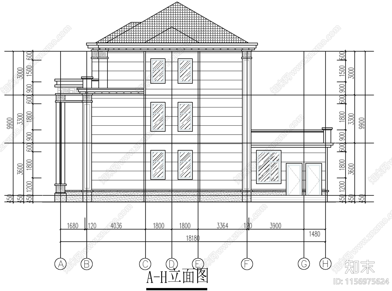 新中式三层自建房cad施工图下载【ID:1156975624】