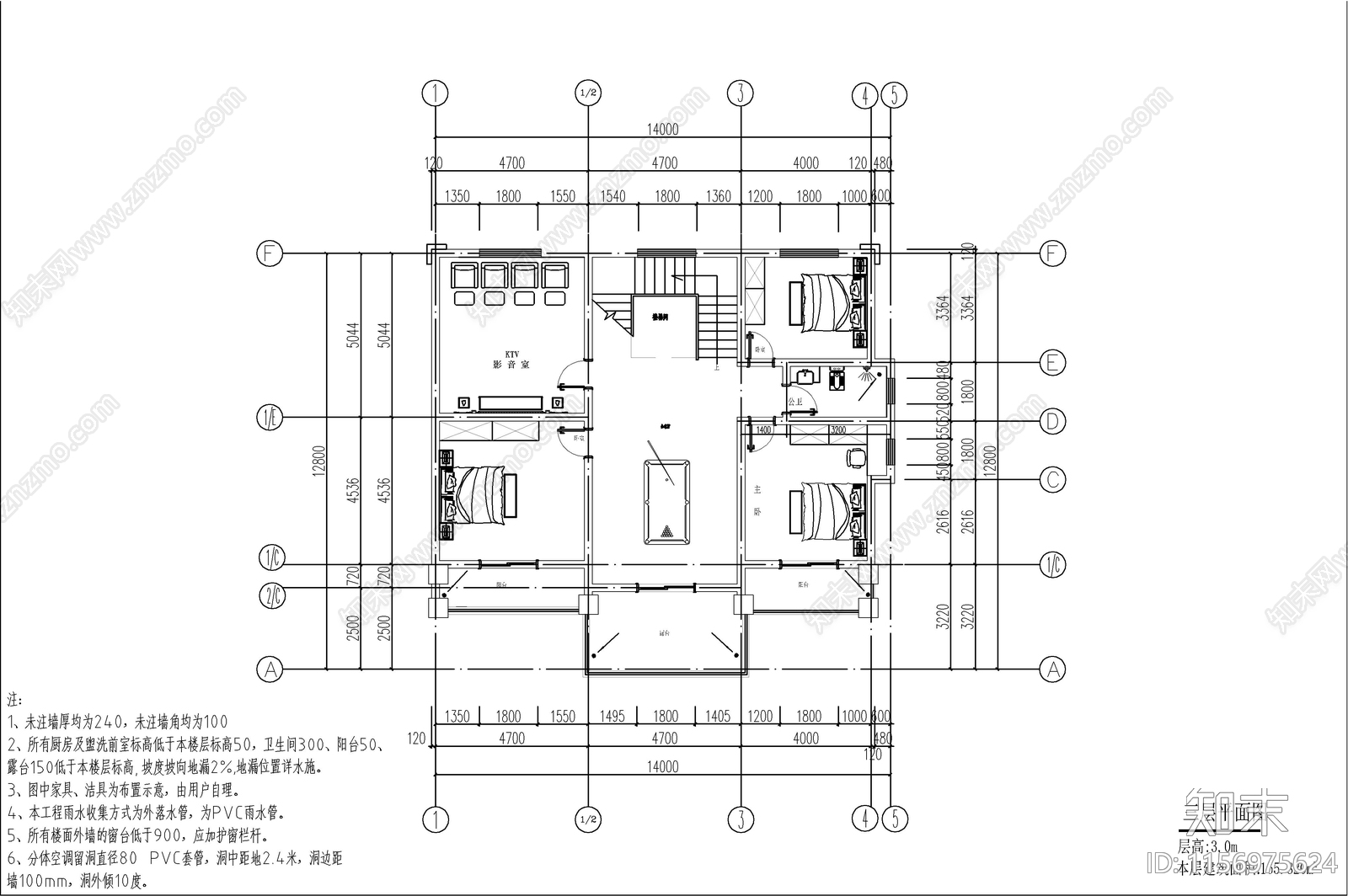 新中式三层自建房cad施工图下载【ID:1156975624】