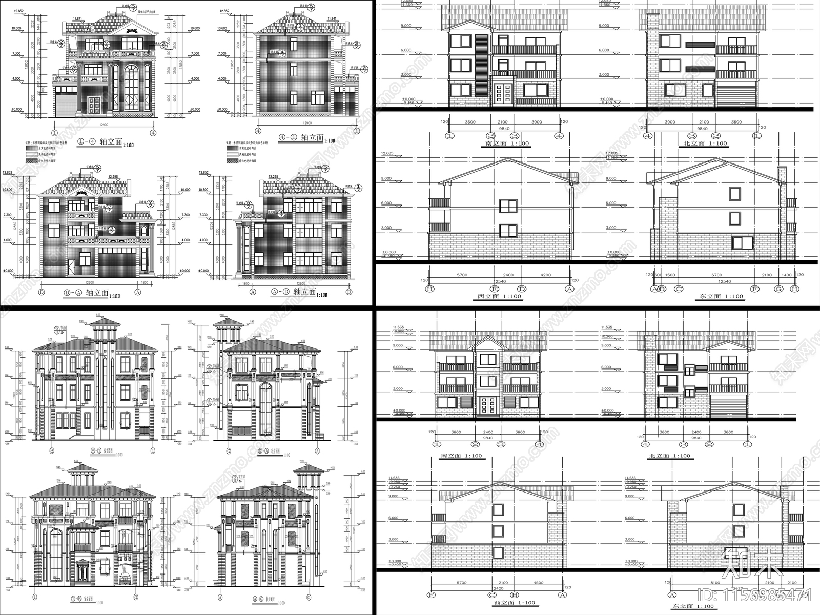 23套自建房cad施工图下载【ID:1156985471】