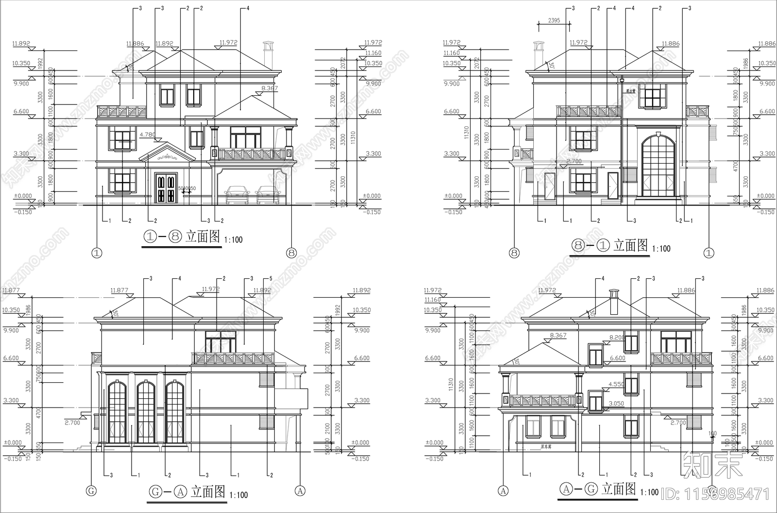 23套自建房cad施工图下载【ID:1156985471】