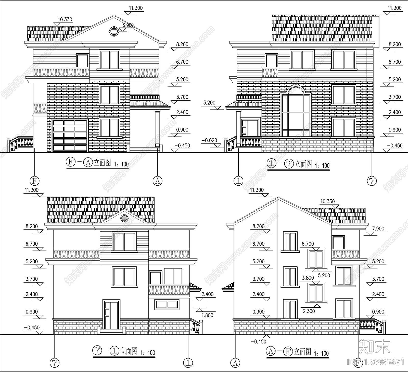 23套自建房cad施工图下载【ID:1156985471】