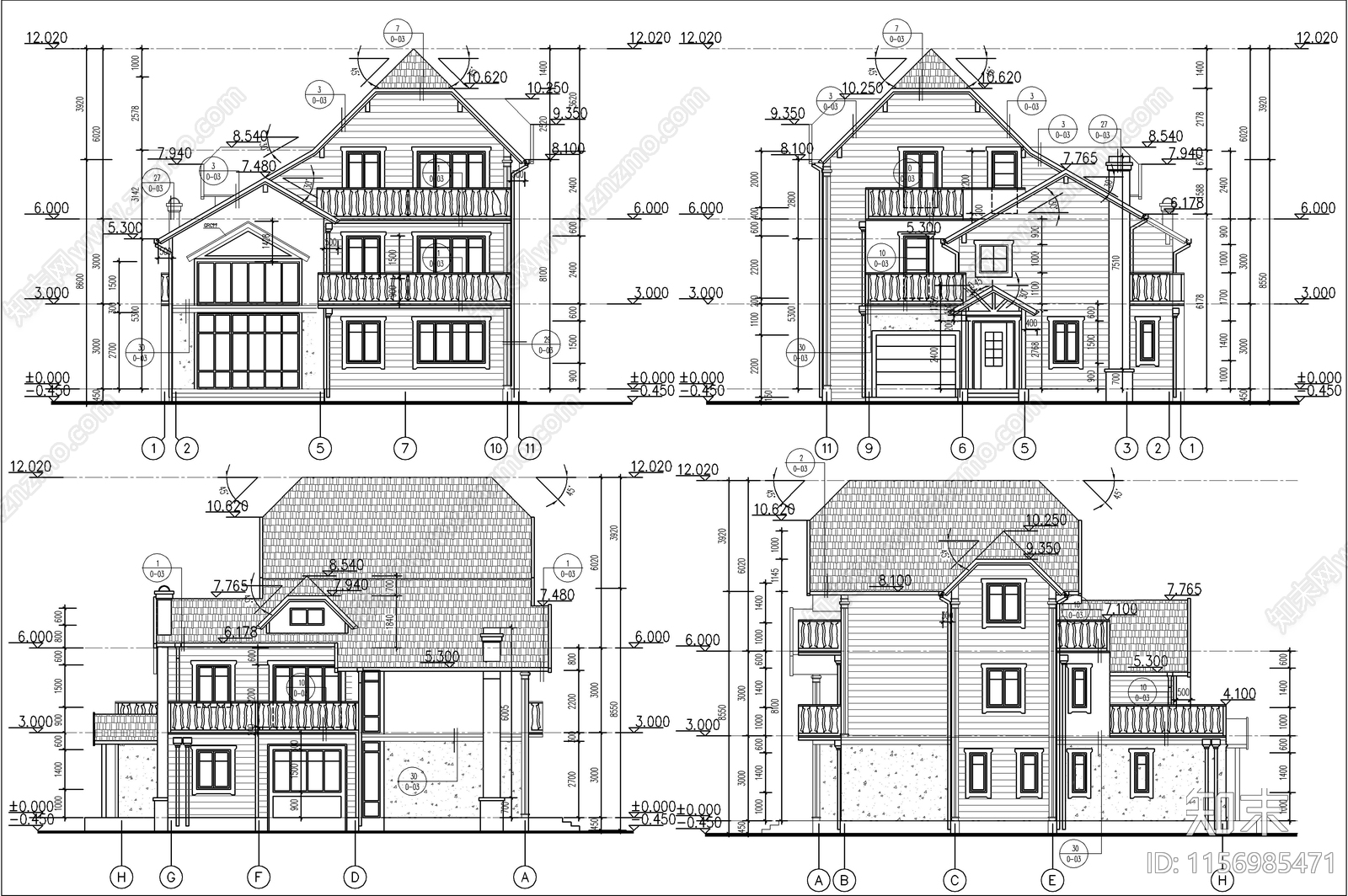 23套自建房cad施工图下载【ID:1156985471】