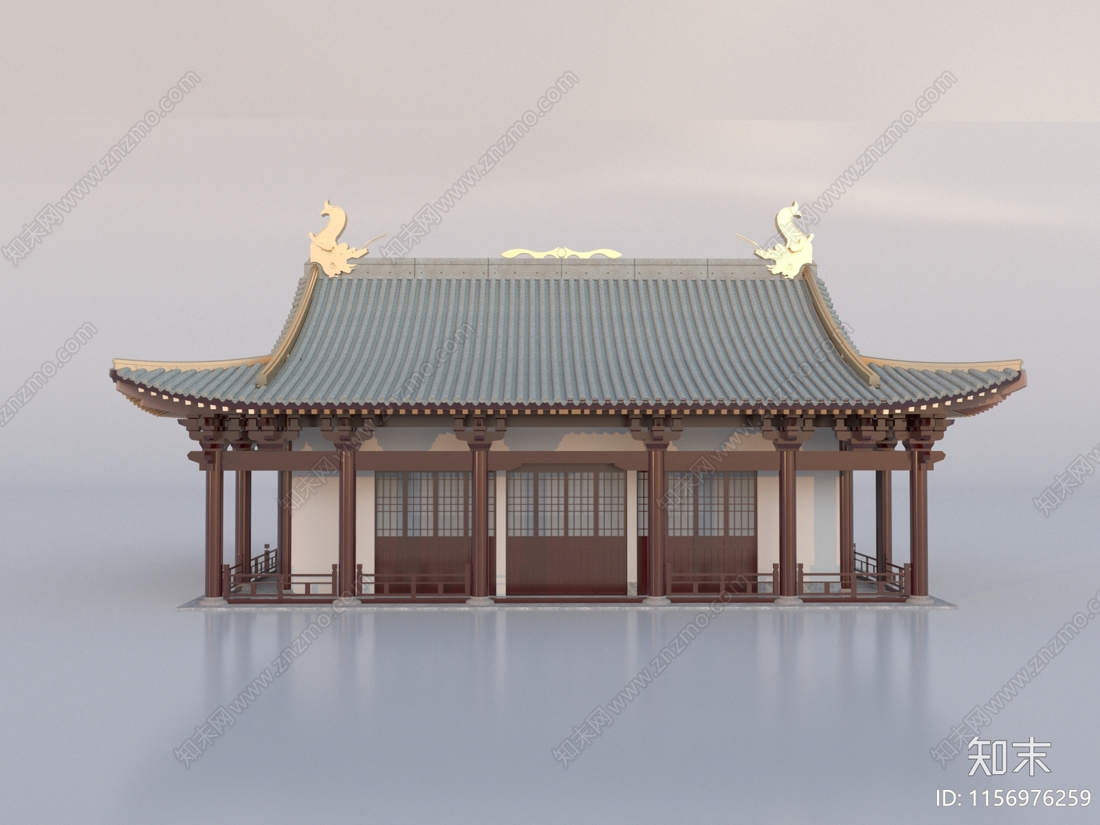 中式古建寺庙SU模型下载【ID:1156976259】