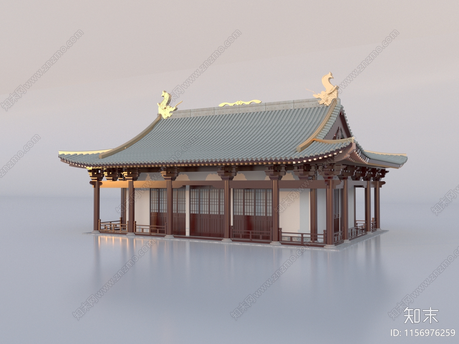 中式古建寺庙SU模型下载【ID:1156976259】