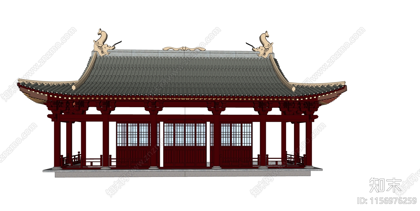 中式古建寺庙SU模型下载【ID:1156976259】