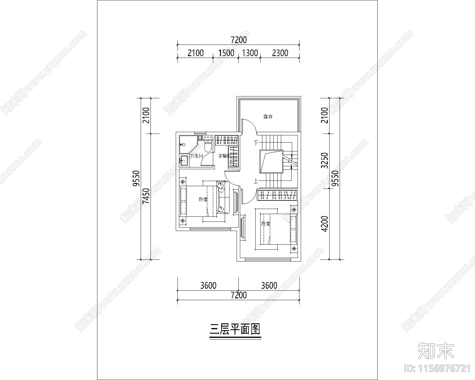 两面宽4层别墅建筑平面图cad施工图下载【ID:1156976721】