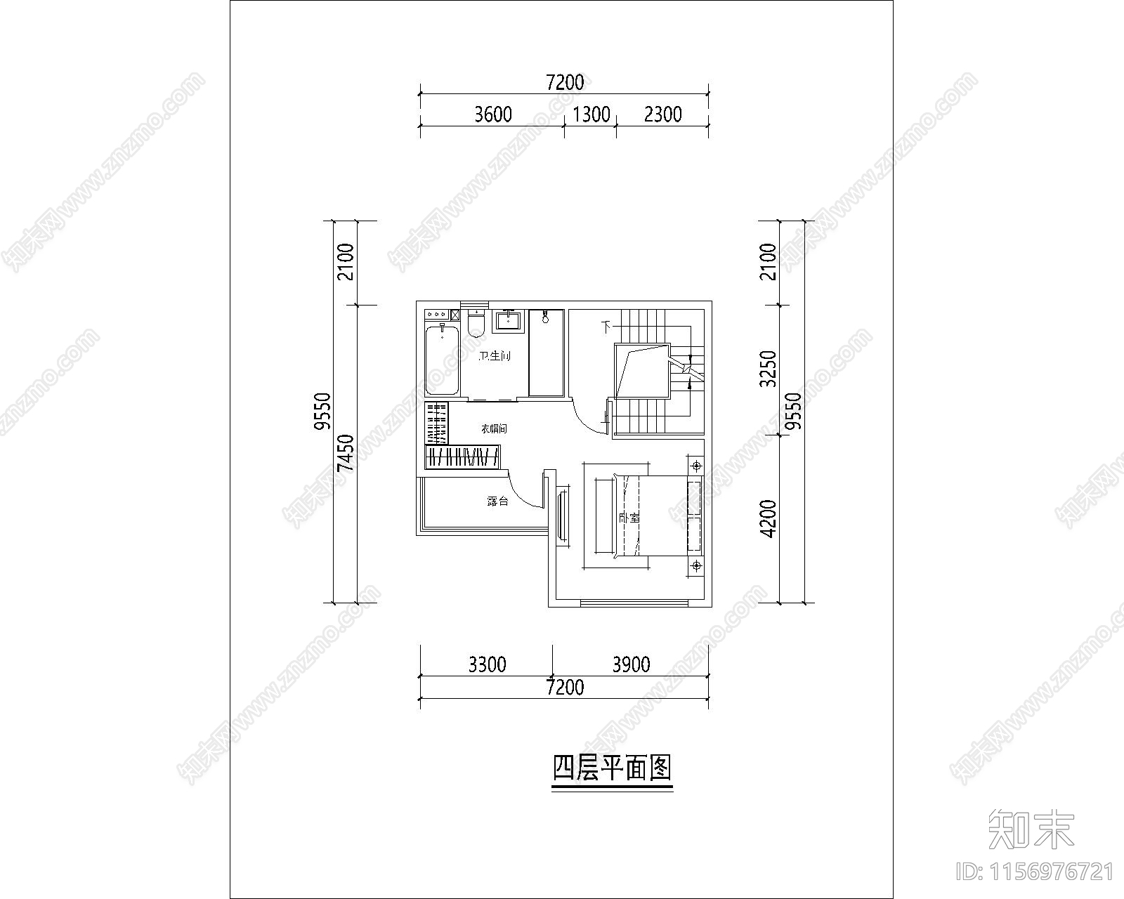 两面宽4层别墅建筑平面图cad施工图下载【ID:1156976721】