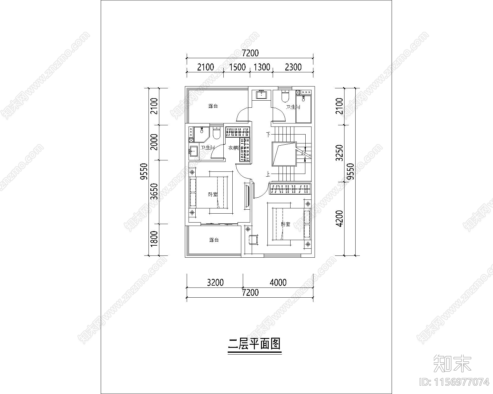 两面宽4层别墅cad施工图下载【ID:1156977074】