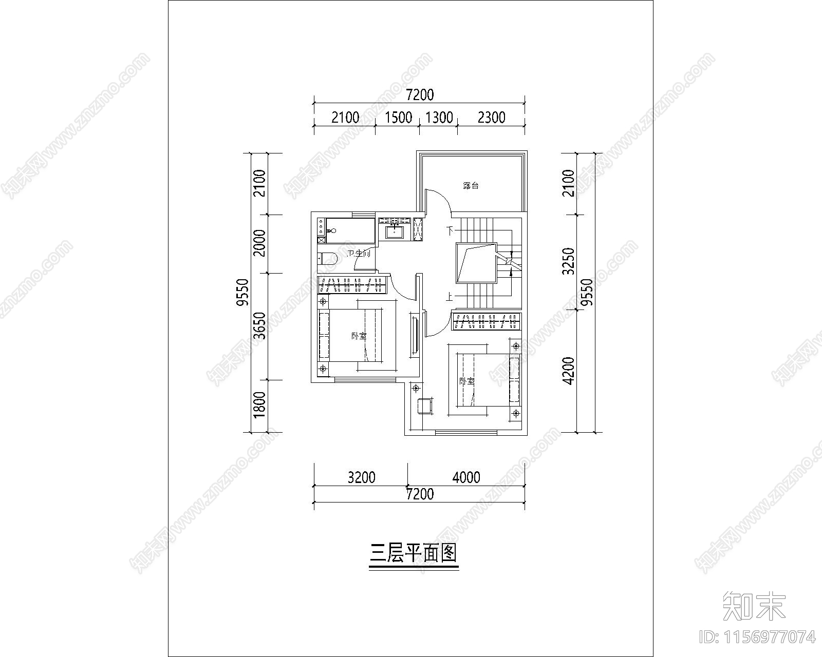 两面宽4层别墅cad施工图下载【ID:1156977074】