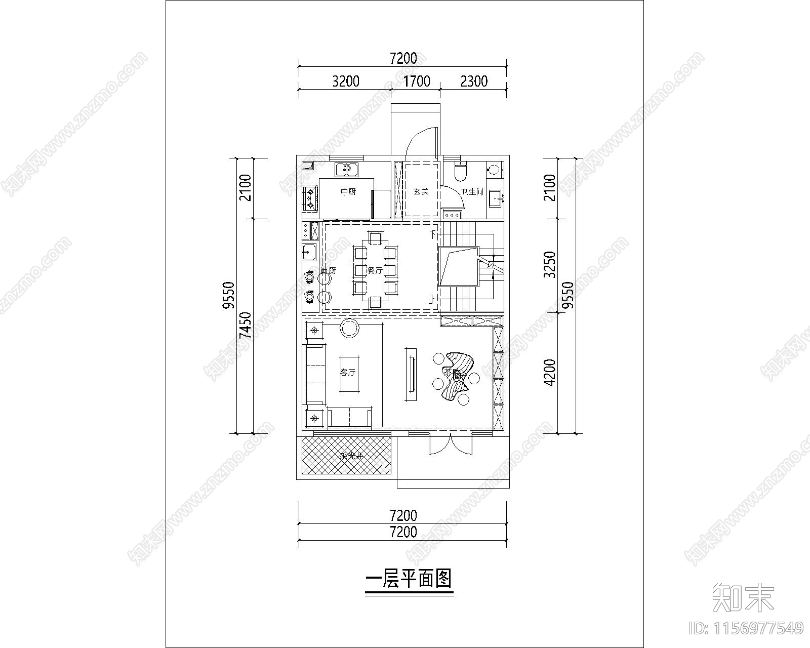 两面宽4层别墅cad施工图下载【ID:1156977549】