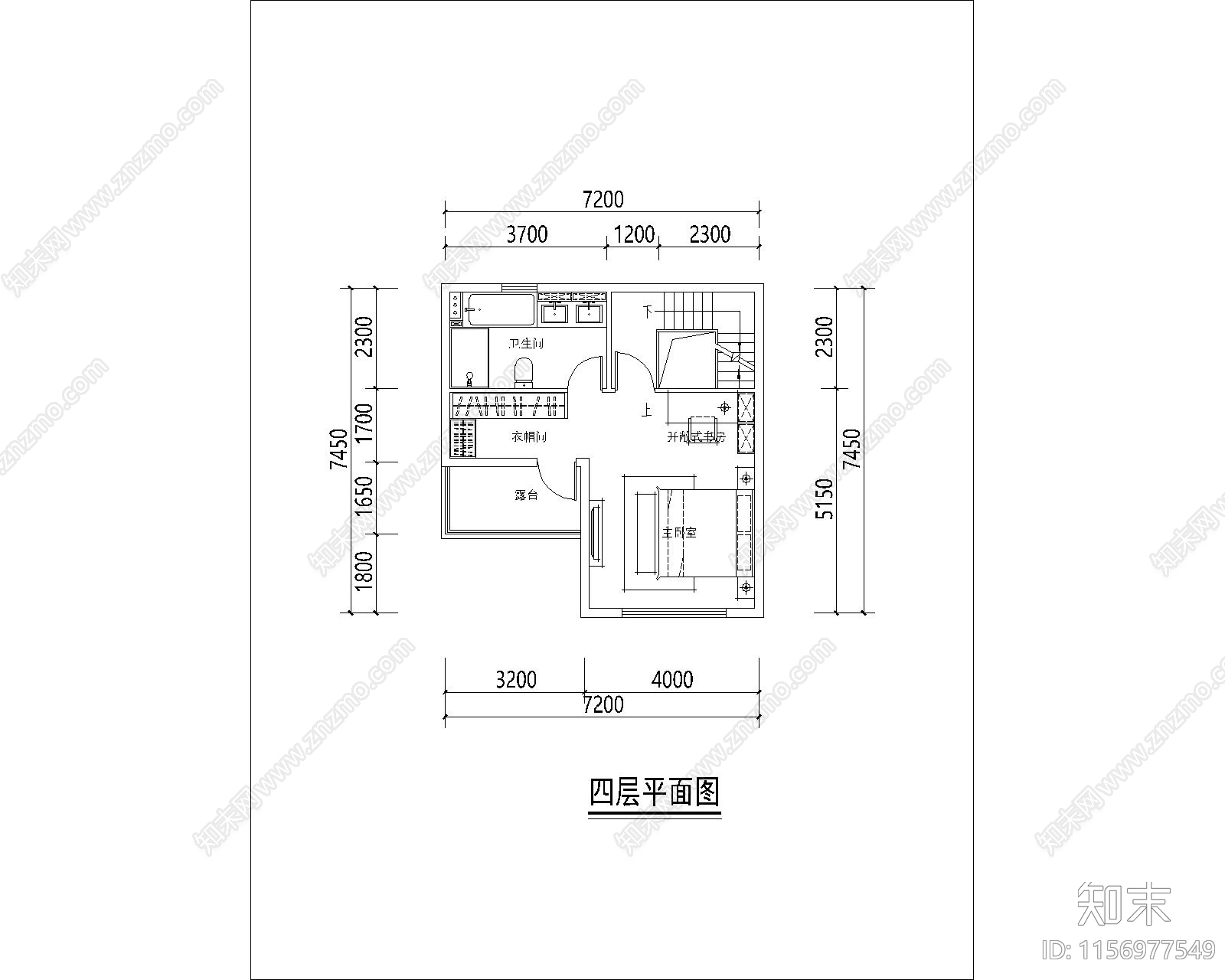 两面宽4层别墅cad施工图下载【ID:1156977549】