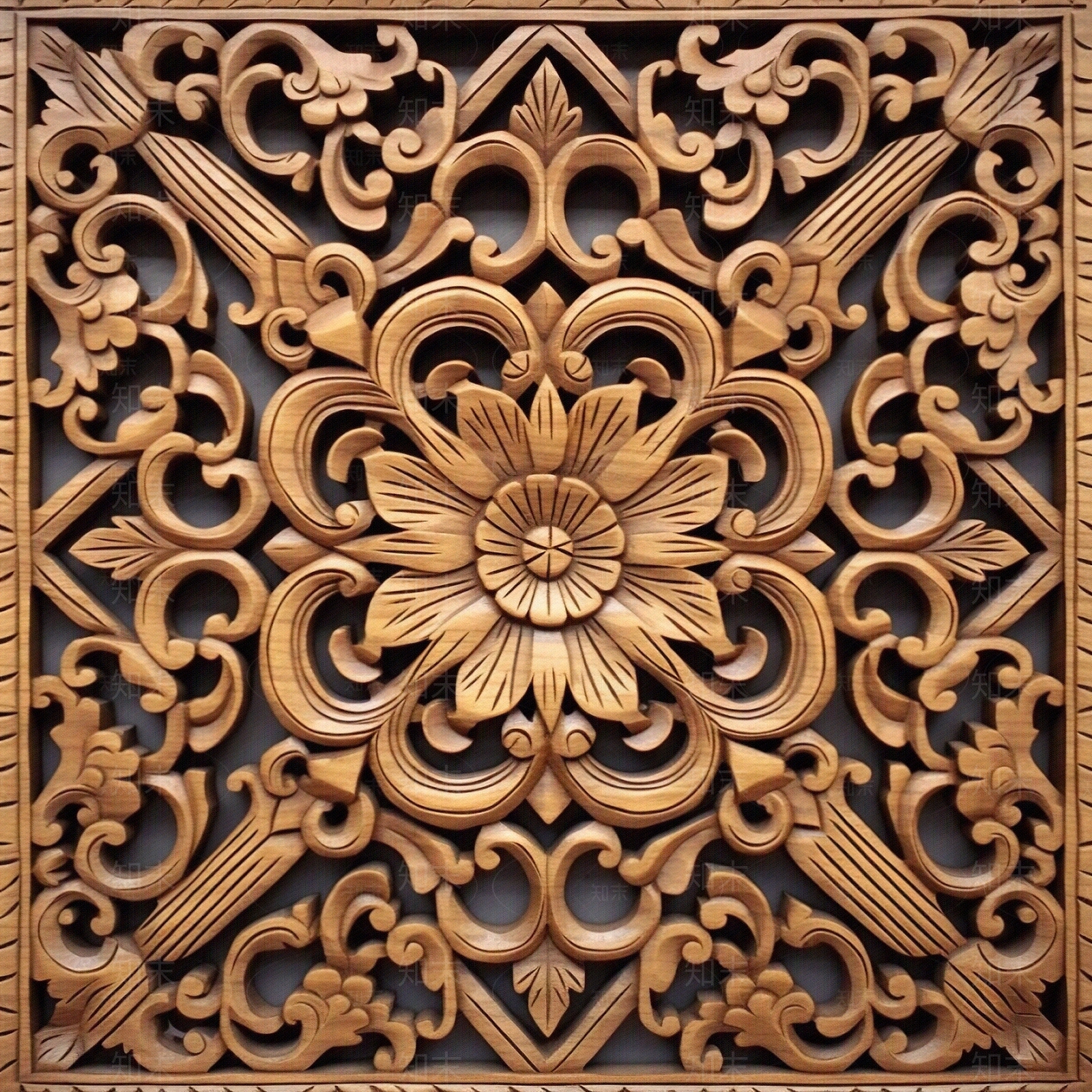 镂空木雕窗花贴图下载【ID:1156978921】