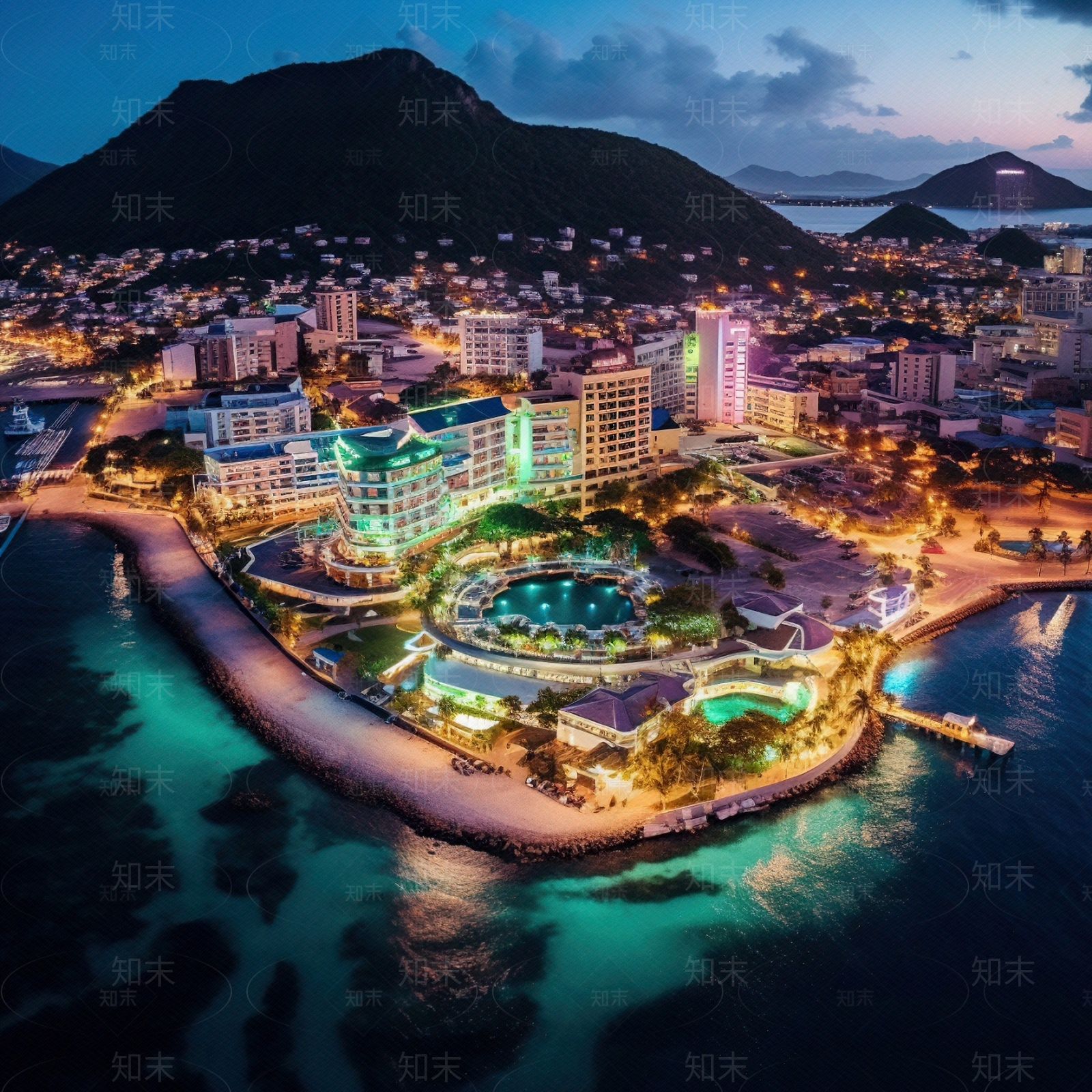 夜晚灯光城市外景贴图下载【ID:1156979861】