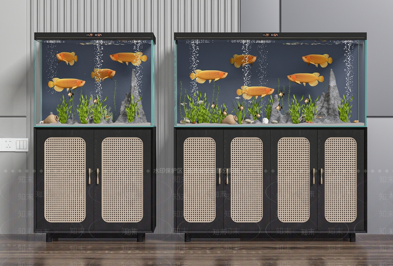 新中式鱼缸水族3D模型下载【ID:1156983808】