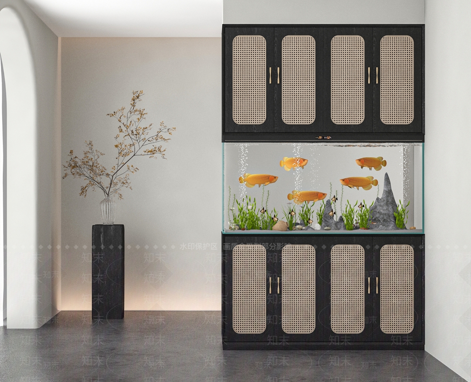 新中式鱼缸水族3D模型下载【ID:1156983977】